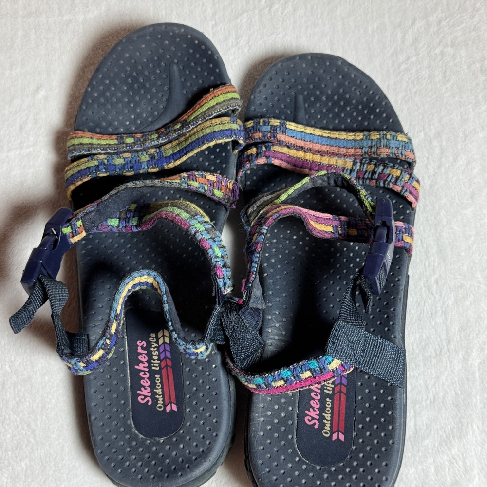 Skechers Multicolored Reggae Sew Me Boho Strappy SlingBack Sandals Size 9W